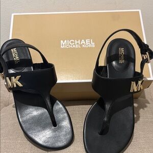 Michael Kors Women’s Black MK Logo Thong Sandals